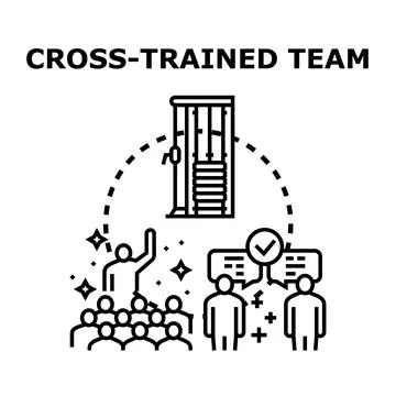 Cross trained team developing new skills and concepts Ilustração Stock