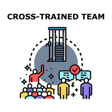 Cross trained team developing new skills and concepts Stock Illustration