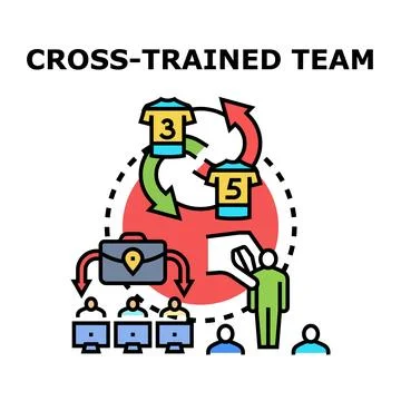 Cross trained team developing versatile skills and roles Stock Illustration