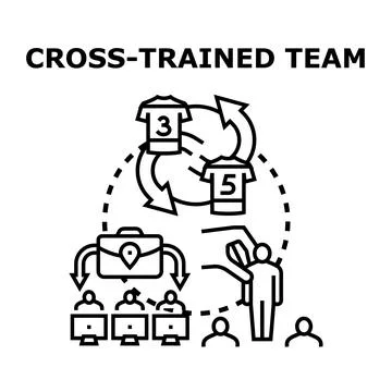 Cross trained team developing versatile skills and roles 스톡 일러스트