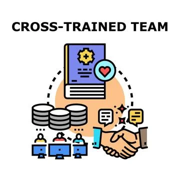 Cross trained team improving work collaboration and skill development Stock Illustration