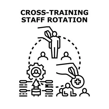 Cross training staff rotation improving business efficiency Stock Illustration