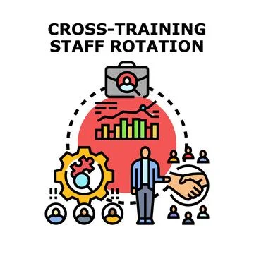 Cross training staff rotation improving business performance Stock Illustration