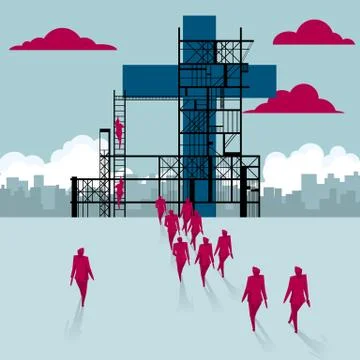 The cross is under construction. Stock Illustration