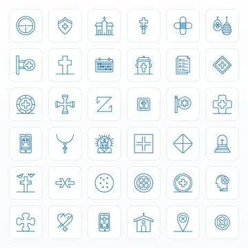 Cross Vector Icon Set with 36 Bold Line Retina Ready Display Perfect Graphics Stock Illustration