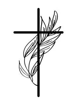 Cross vector intertwined with botanical leaves symbolizing easter faith Stock-Illustration