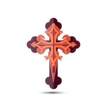 Cross vector red icon symbol sign isolated tick illustration flat Stock Illustration