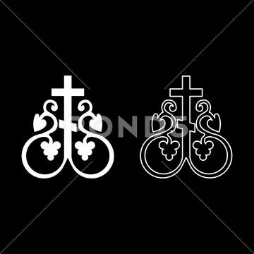 Cross vine Cross monogram Symbol secret communion sign Religious cross anchor Stock Illustration