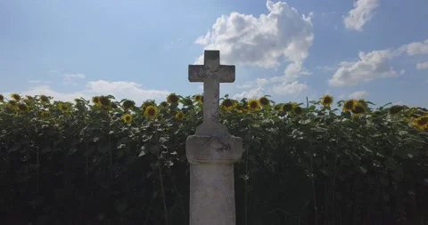 The cross visited the fields Stock Footage 136953694