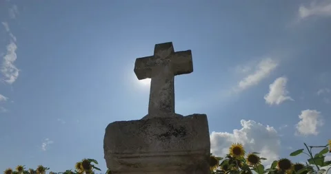 The cross visited the fields Stock Footage 136953897
