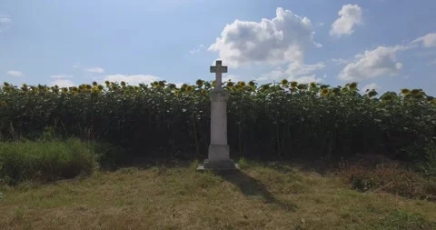 The cross visited the fields Stock Footage 136954133