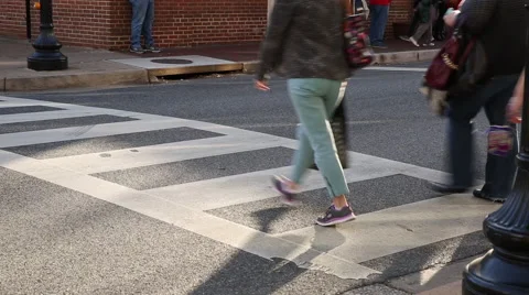 Cross Walk Shoppers Stock Footage 58799338