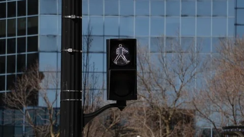 Cross walk sign changing from walk to do not walk. Street crossing sign for pede Stock Footage 87464913