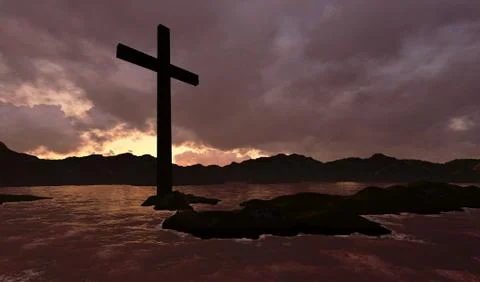 Cross in water Stock Illustration