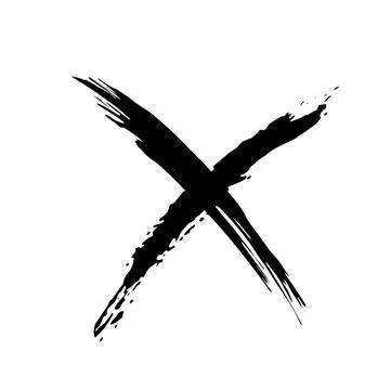 The cross on a white background is drawn by hand with a brush. Prohibition, d Illustrazione stock