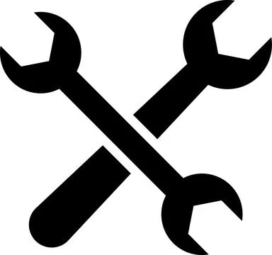 Cross wrench tool icon. screw wrench Black flat. Repair service symbol Stock Illustration