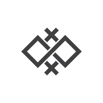 Cross x infinity line simple geometric logo vector Stock Illustration