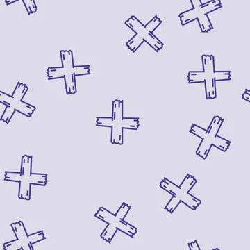 Cross x mark line vector seamless pattern Stock Illustration