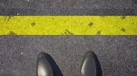 Cross the yellow line ? 3D Render Illustrazione stock