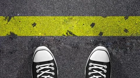 Cross the yellow line ? Stock Illustration