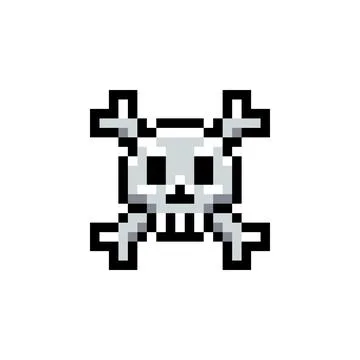 Crossbones and Skull Icon Pixel Stock Illustration