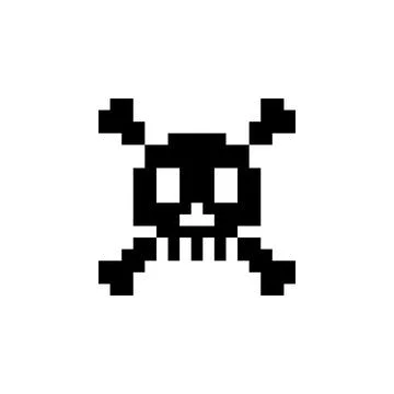 Crossbones and Skull Silhouette Pixel Art Stock Illustration