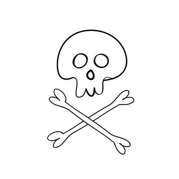 Crossbones, deadly skull, danger or poison, vector icon in the style of simple Stock Illustration