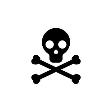 Crossbones. Death Skull Flat Vector Icon Stock Illustration