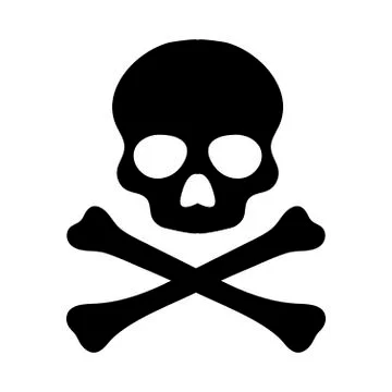 Crossbones flat vector icon. Death skull, danger or poison Stock Illustration