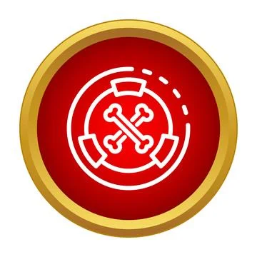 Crossbones icon inside a red radar target 库存插图