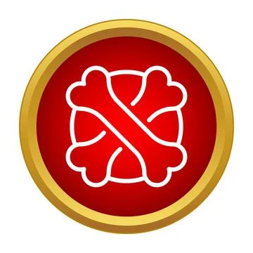 Crossbones icon on a round red warning button Stock Illustration