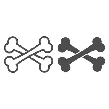Crossbones line and solid icon. Two crossed bones. Halloween party vector design Stock Illustration