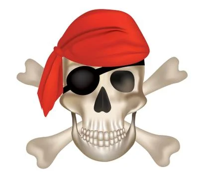 Crossbones pirate skull with red hat Stock Illustration