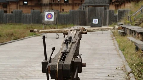 Crossbow is aimed at target Video stock 74364946