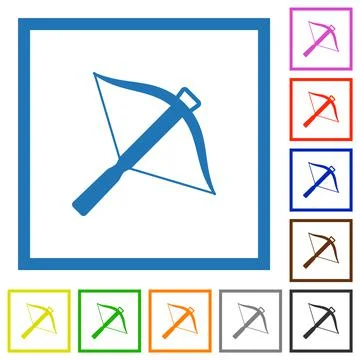 Crossbow flat framed icons Stockillustratie