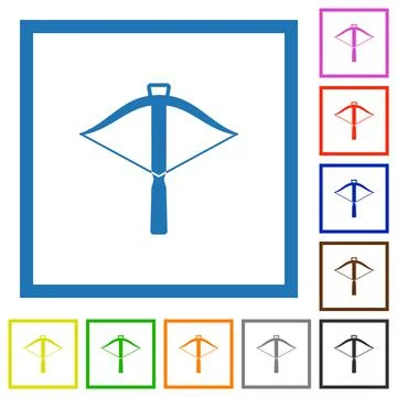 Crossbow flat framed icons イラスト素材
