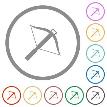 Crossbow flat icons with outlines Illustration