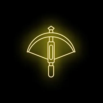 Crossbow flat line electric neon glowing icon Stock Illustration