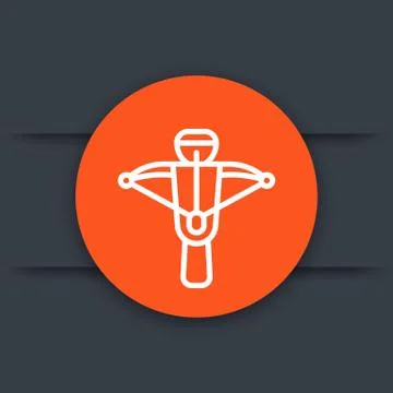 Crossbow linear round icon, vector illustration Stock Illustration