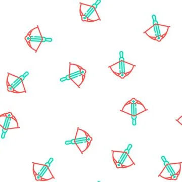 Crossbow medieval weapon vector seamless pattern 스톡 일러스트