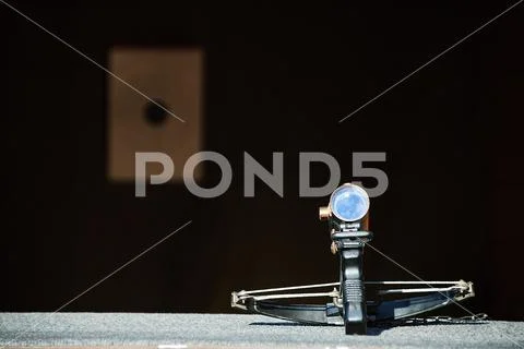 Crossbow for shooting at the target. Stock Photos