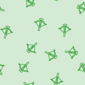 Crossbow weapon military line vector seamless pattern Stock Illustration