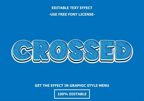 Crossed 3D editable text effect template. Style premium free font license v.. Stock Illustration