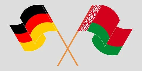 Crossed and waving flags of Belarus and Germany Stock Illustration