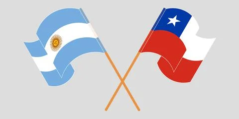 Crossed and waving flags of Chile and Argentina Stock Illustration
