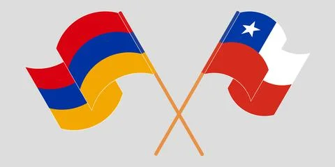 Crossed and waving flags of Chile and Armenia Stock Illustration