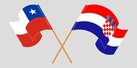 Crossed and waving flags of Chile and Croatia Illustrazione stock