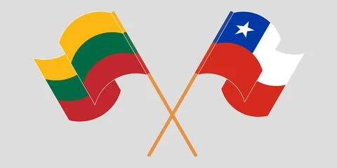 Crossed and waving flags of Chile and Lithuania Stock Illustration