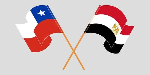 Crossed and waving flags of Egypt and Chile Stock Illustration
