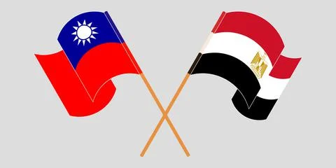 Crossed and waving flags of Egypt and Taiwan Stock Illustration